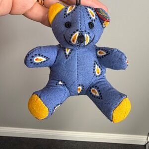 Bitty Blue Beary Plush Teddy Bear Keychain Blue Patterned 29907